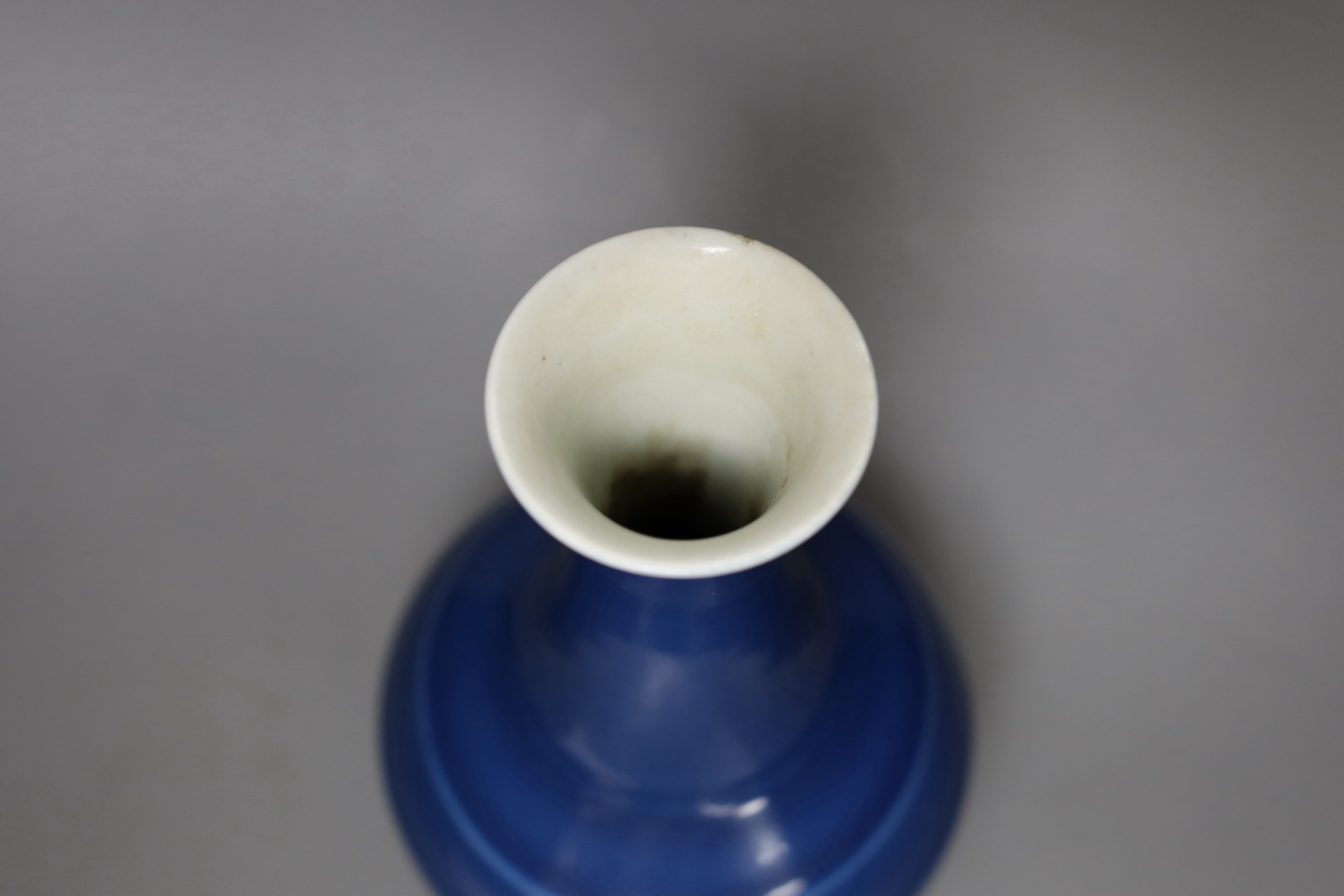 A Chinese blue glazed bottle vase, Guangxu mark to base 23cm